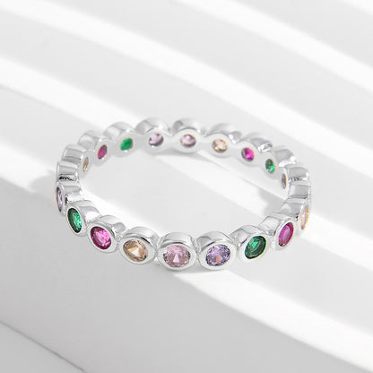 925 Sterling Silver Contrast Zircon Band