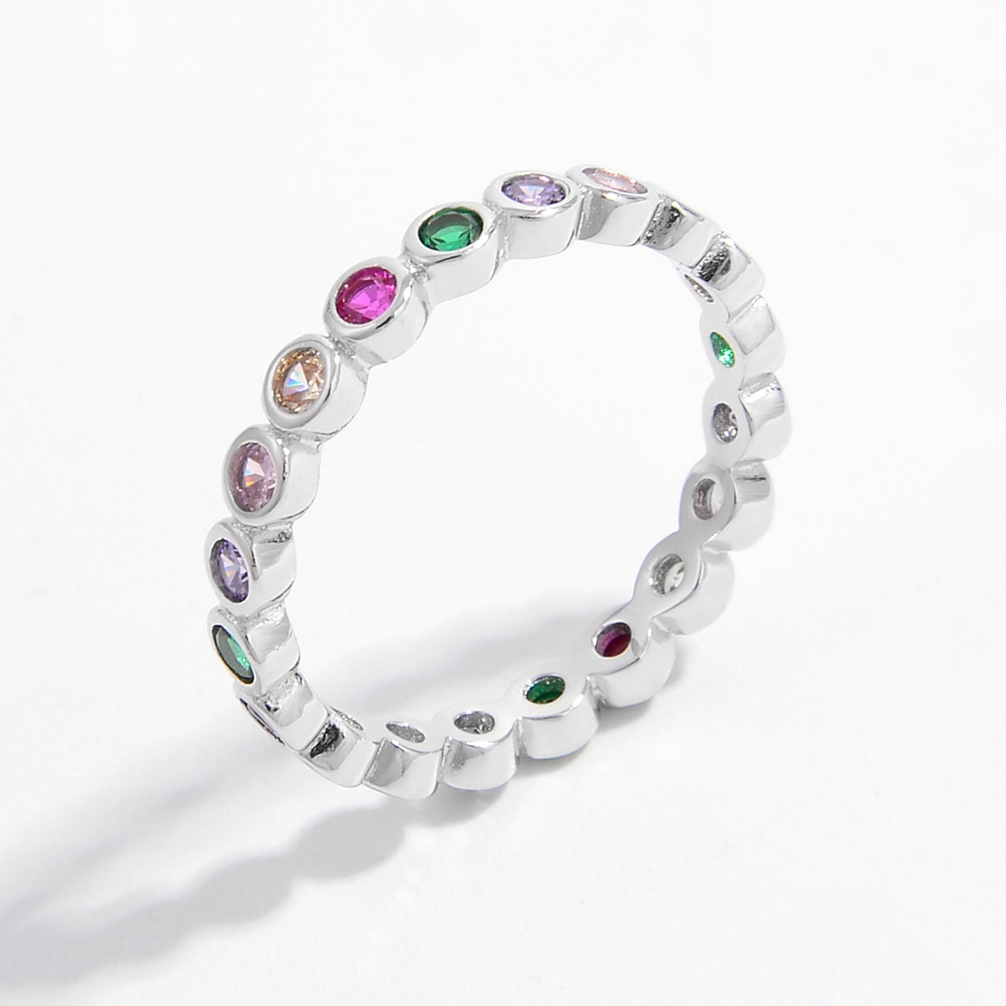 925 Sterling Silver Contrast Zircon Band